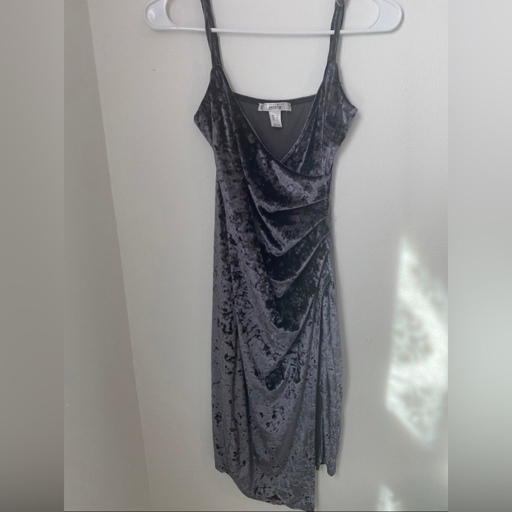 Streetwear Society Grey Velvet Dress - Size Small